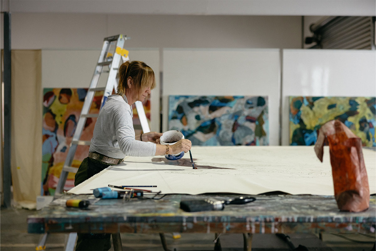An artist painting
